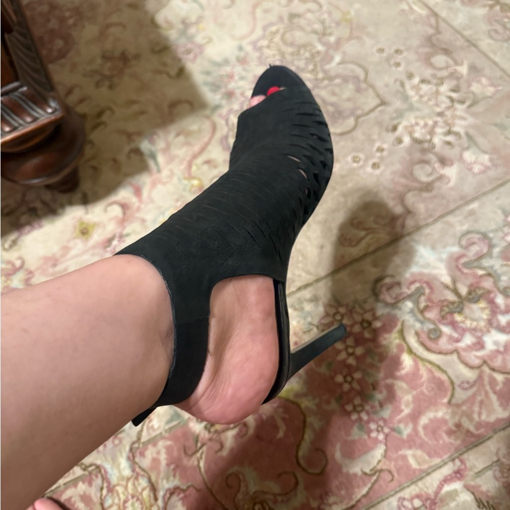 Vince Camuto Black Peep-Toe Heels